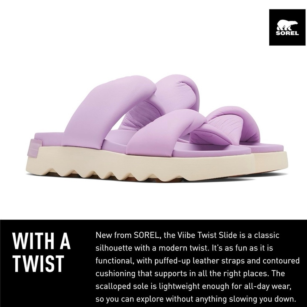 Sorel Women's Viibe Twist Slide Sandals in Lilac - Picture 2 of 9